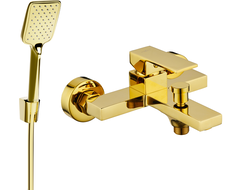 Mexen Uno R62 bathtub faucet with shower set, gold - 7143R62-50