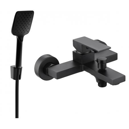 Mexen Uno R62 bathtub mixer tap with shower head, Black - 7143R62-70