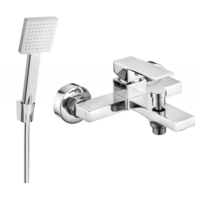 Mexen Uno R45 bath mixer with shower set, chrome - 7143R45-00