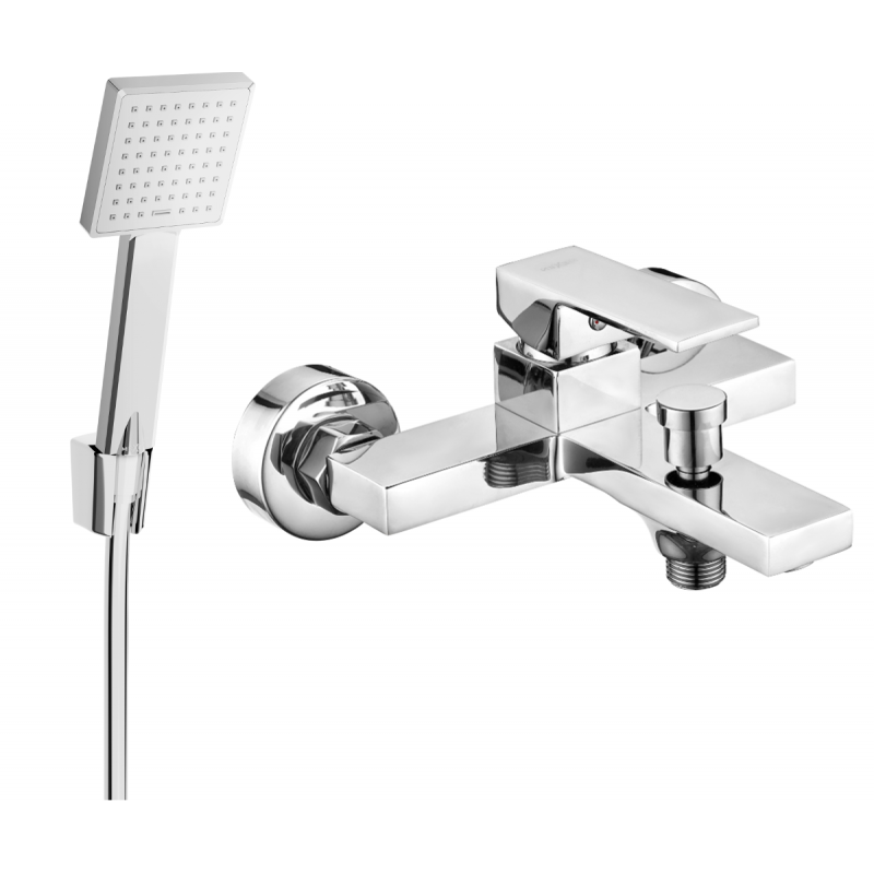 Mexen Uno R45 bathtub mixer tap with shower head, Chrome - 7143R45-00