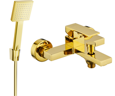 Mexen Uno R45 bath faucet with shower set, gold - 7143R45-50