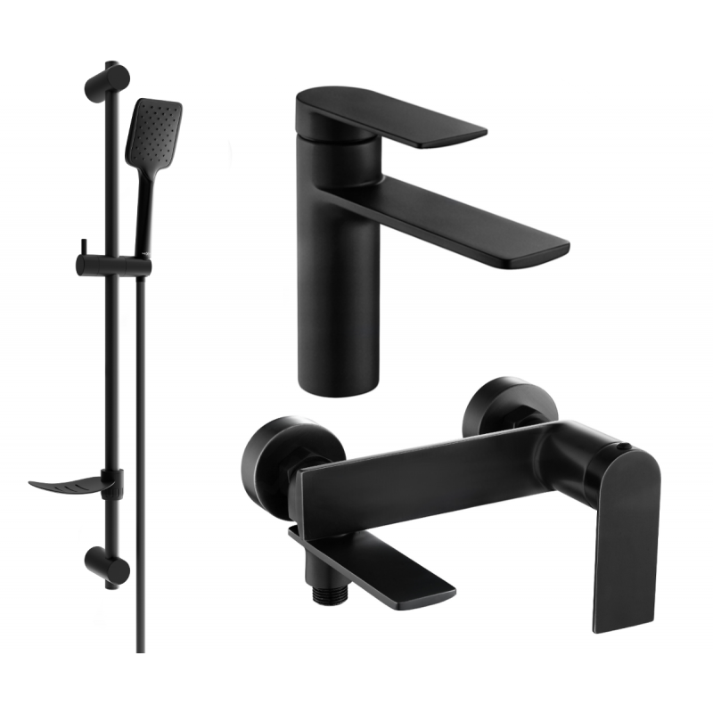 Mexen Zero DF62 bathtub set, Black - 71103DF62-70