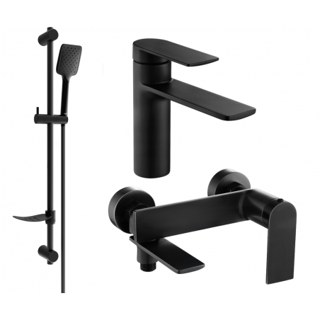 Mexen Zero DF62 Bath Set, Black - 71103DF62-70