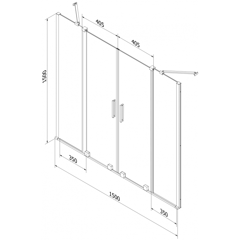 Mexen Velar Duo 2-panel sliding bath screen 150 x 150 cm, frosted, white - 896-150-000-32-20