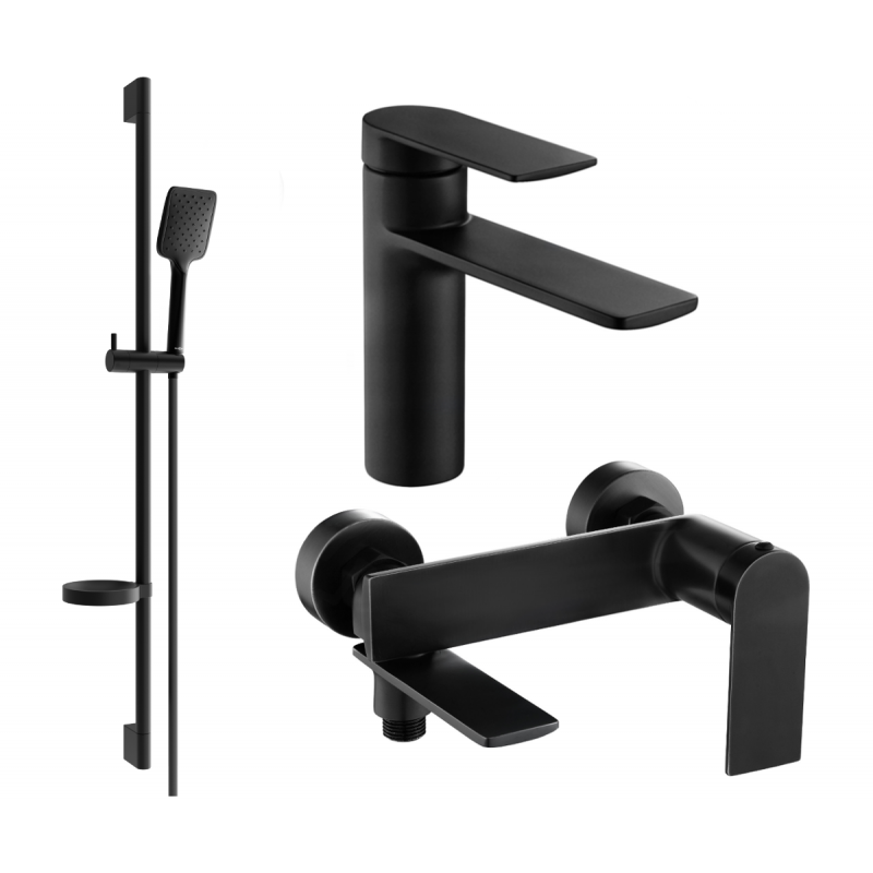 Mexen Zero DS62 bath set, black - 71103DS62-70