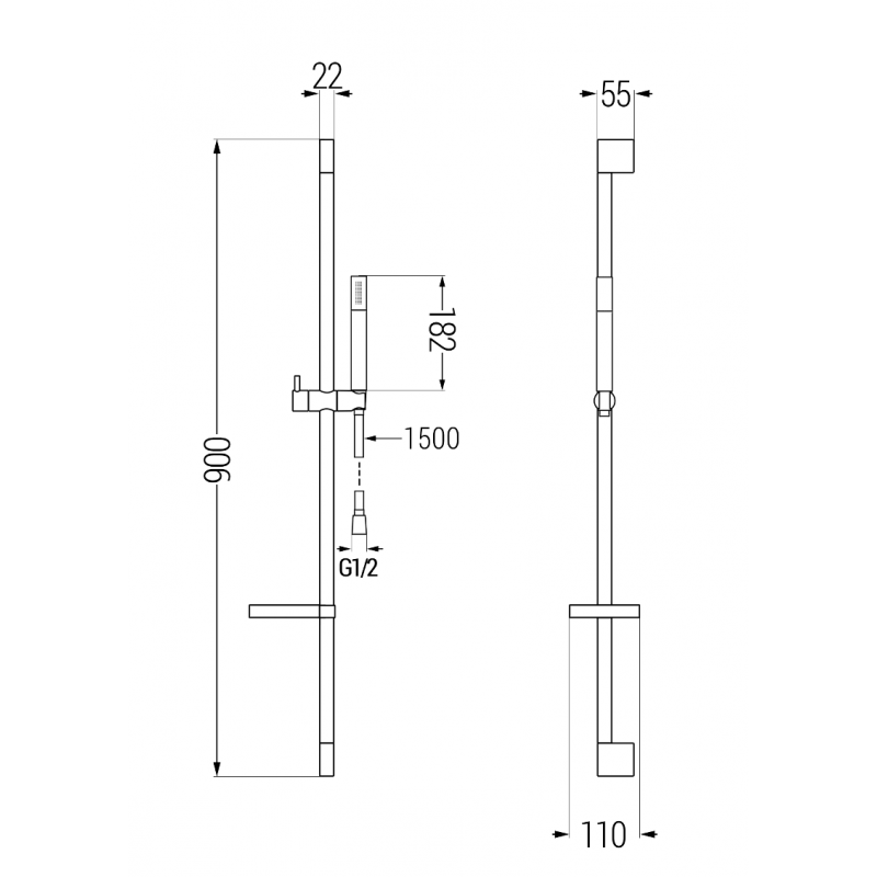Mexen Zero DS70 bath set, chrome - 71103DS70-00