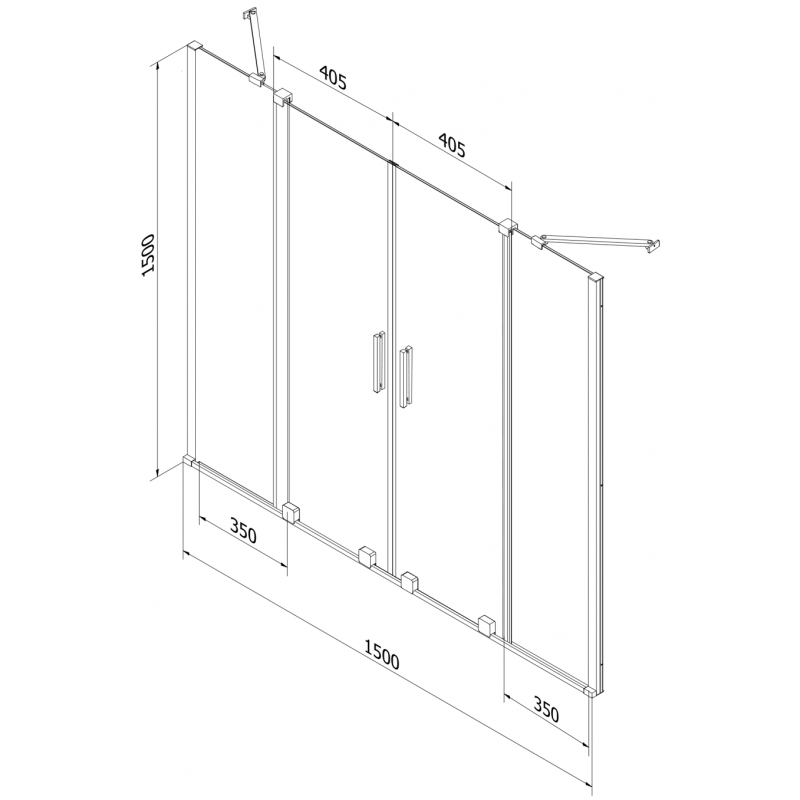 Mexen Velar Duo Two-wing Sliding Bath Screen 150 x 150 cm, Graphite, White - 896-150-000-42-20