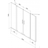 Mexen Velar Duo 2-panel sliding bath screen 180 x 150 cm, graphite, white - 896-180-000-42-20