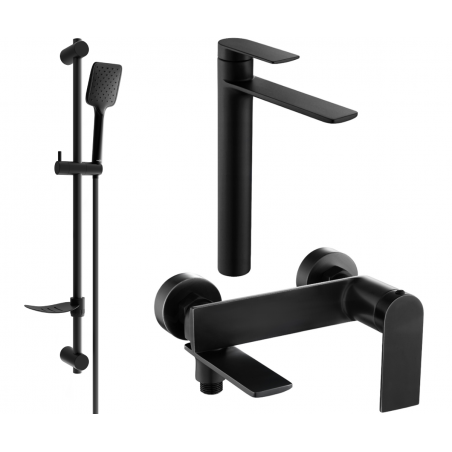Mexen Zero DF62 bath set, black - 7113DF62-70