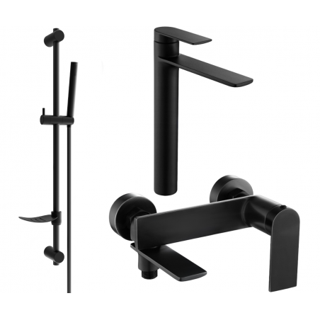 Mexen Zero DF70 Bath Set, Black - 7113DF70-70