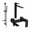Mexen Zero DF70 Bath Set, Black - 7113DF70-70