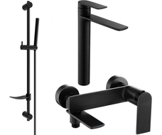 Mexen Zero DF70 Bath Set, Black - 7113DF70-70