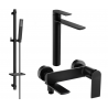Mexen Zero DQ02 bath set, black - 7113DQ02-70