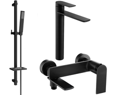 Mexen Zero DQ02 bathtub set, Black - 7113DQ02-70