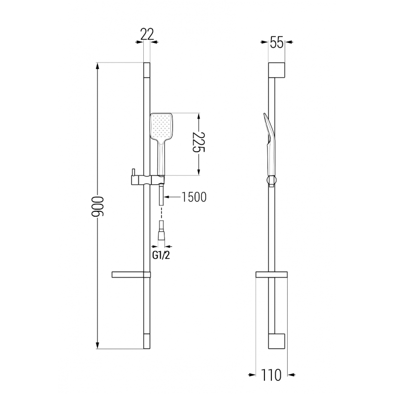 Mexen Zero DS62 Bath Set, Chrome - 7113DS62-00