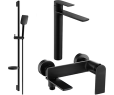Mexen Zero DS62 bath set, black - 7113DS62-70