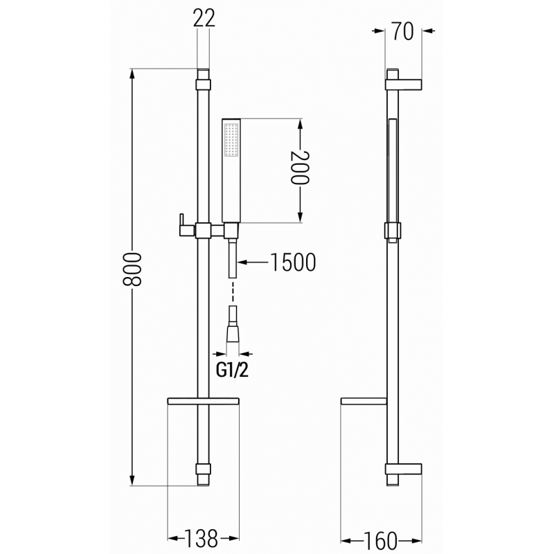 Mexen Zero DQ02 Shower Set, Chrome - 71114DQ02-00