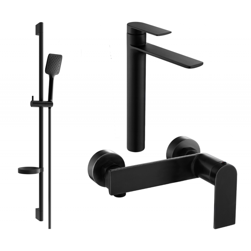 Mexen Zero DS62 shower set, Black - 71114DS62-70