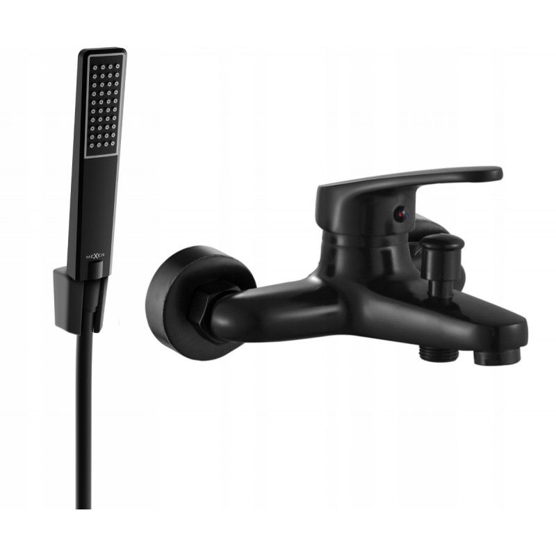 Mexen Erica R72 bathtub mixer tap with shower head, Black - 74643R72-70