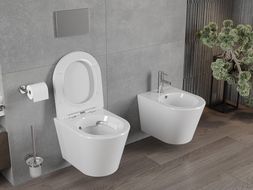 Mexen Rico Rimless toilet bowl with a slim soft close toilet seat, Thermosetting polymer, White - 30720400