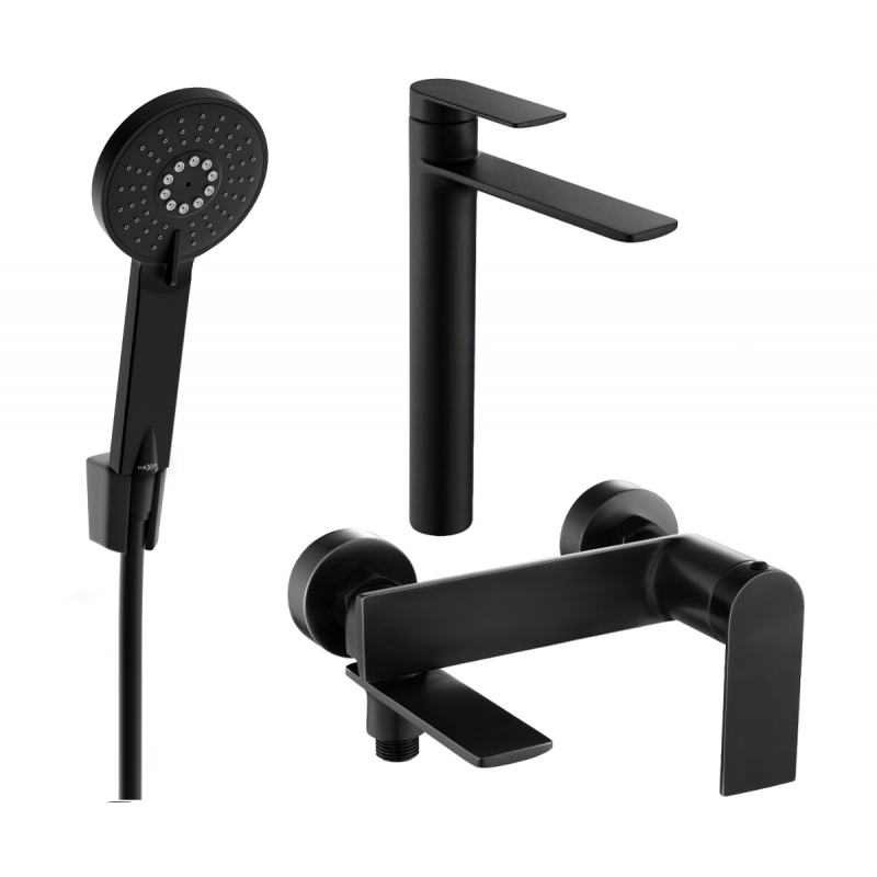 Mexen Zero R40 Bath Set, Black - 71113R40-70