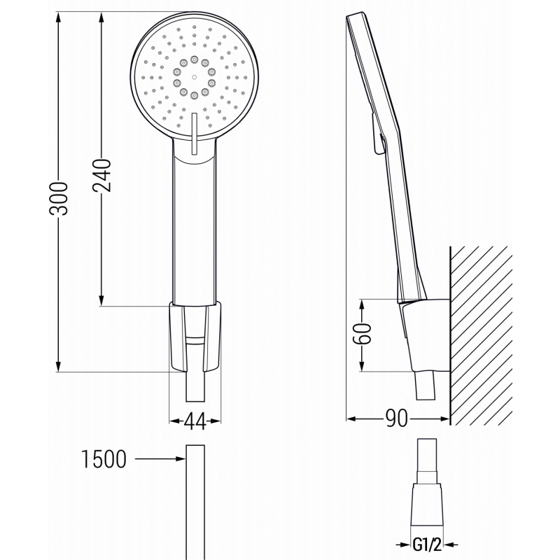Mexen Zero R40 bath tap with shower set, chrome - 7113R40-00
