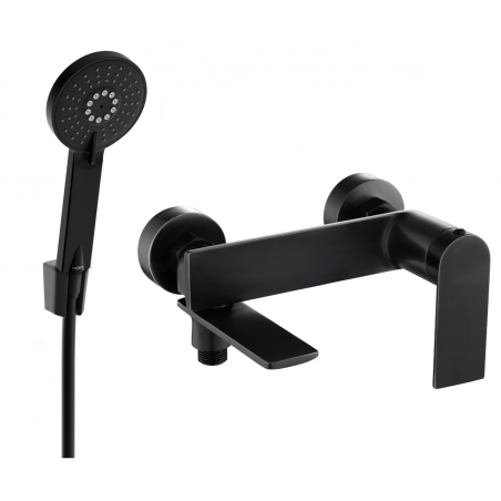 Mexen Zero R40 bath tap with shower set, black - 7113R40-70