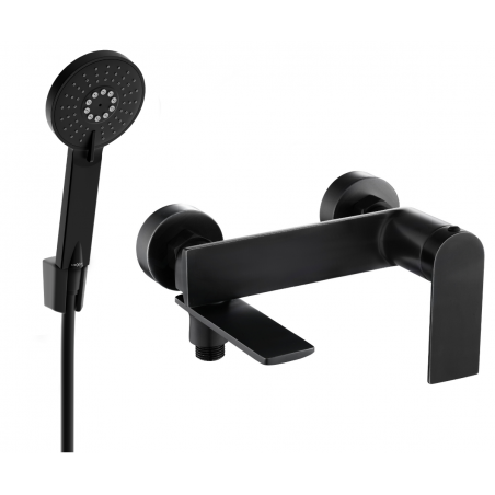 Mexen Zero R40 bathtub mixer tap with shower head, Black - 7113R40-70