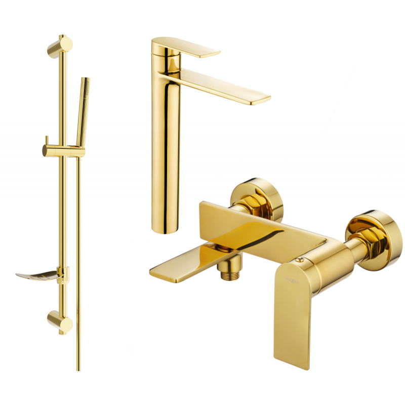 Mexen Zero DF70 bath set, gold - 7113DF70-50