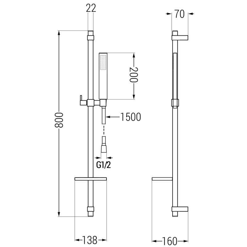 Mexen Zero DQ02 bathtub set, gold - 7113DQ02-50