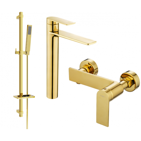 Mexen Zero DQ02 shower set, Gold - 71114DQ02-50