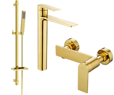 Mexen Zero DQ02 shower set, Gold - 71114DQ02-50