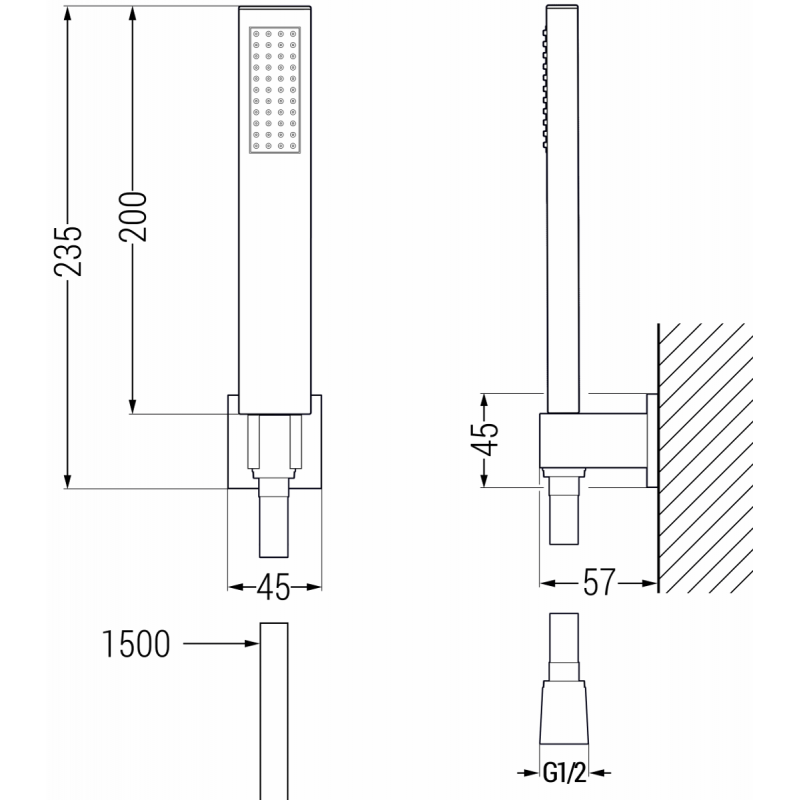 Mexen Zero R02 bathtub faucet with shower set, gold - 7113R02-50