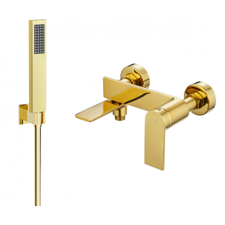 Mexen Zero R02 bath tap with shower set, gold - 7113R02-50