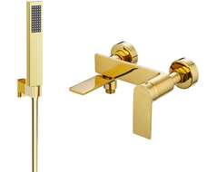 Mexen Zero R02 bathtub mixer tap with shower head, Gold - 7113R02-50