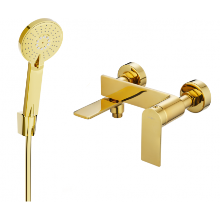 Mexen Zero R40 bath tap with shower set, gold - 7113R40-50