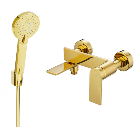 Mexen Zero R40 bathtub mixer tap with shower head, Gold - 7113R40-50