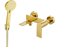 Mexen Zero R40 bath tap with shower set, gold - 7113R40-50