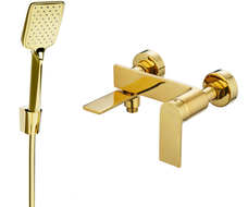 Mexen Zero R62 bathtub tap with shower set, gold - 7113R62-50