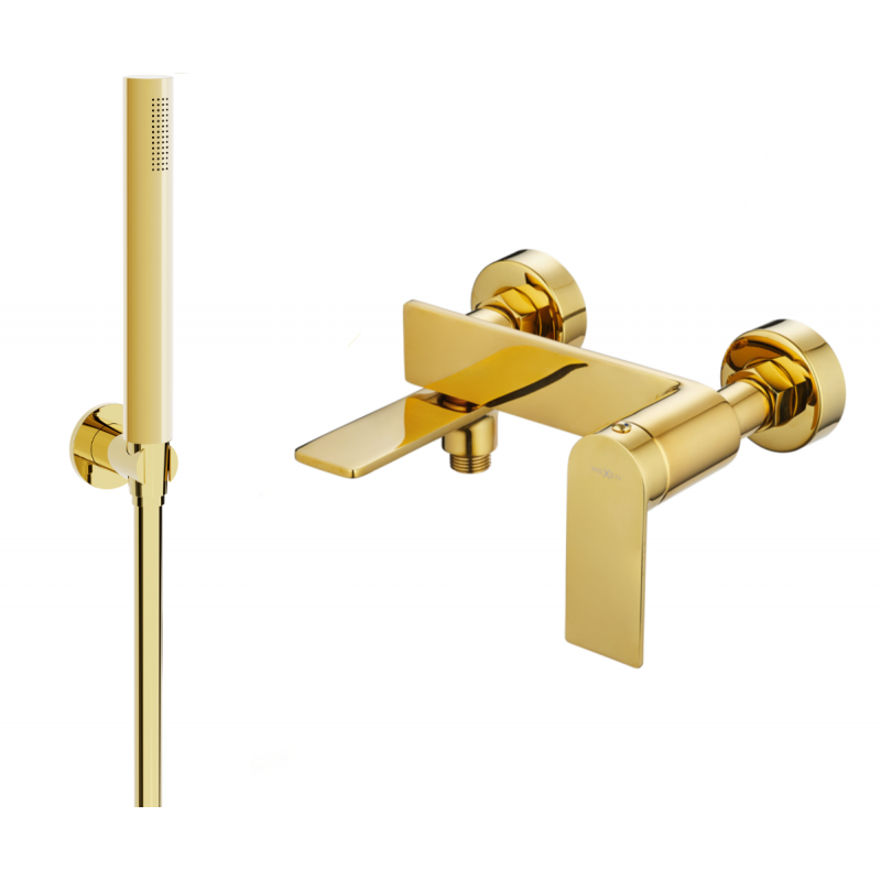 Mexen Zero R70 bathtub mixer tap with shower head, Gold - 7113R70-50