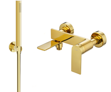 Mexen Zero R70 bathtub mixer tap with shower head, Gold - 7113R70-50