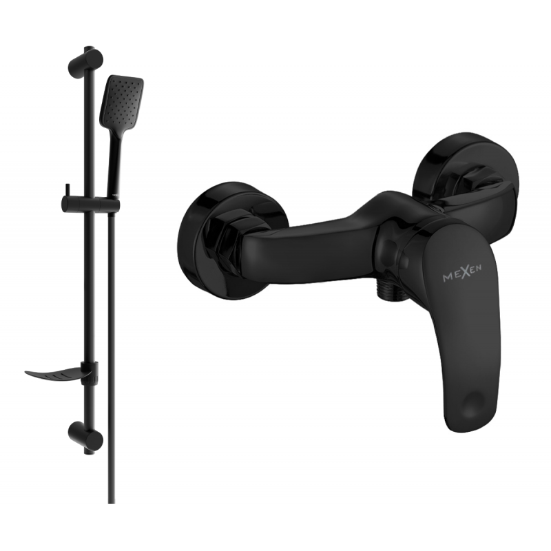 Mexen Fabia DF62 shower mixer tap with shower head, Black- 74654DF62-70