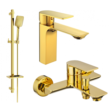 Mexen Alexa DQ62 bathtub set, Gold - 71203DQ62-50