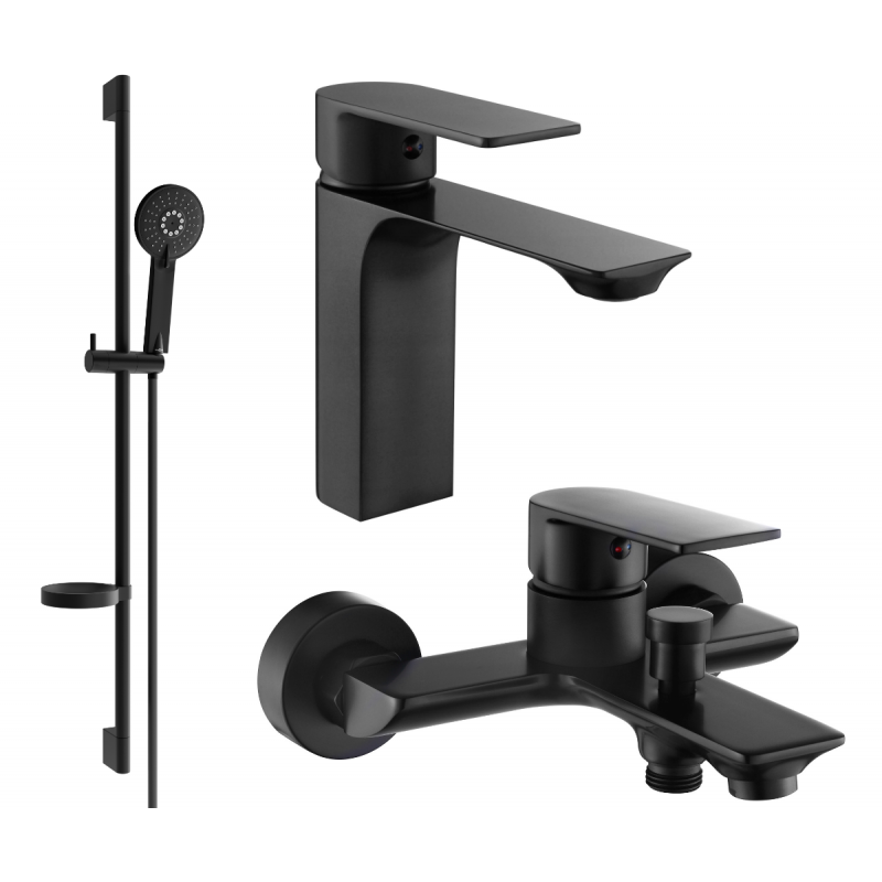 Mexen Alexa DS40 bath set, black - 71203DS40-70