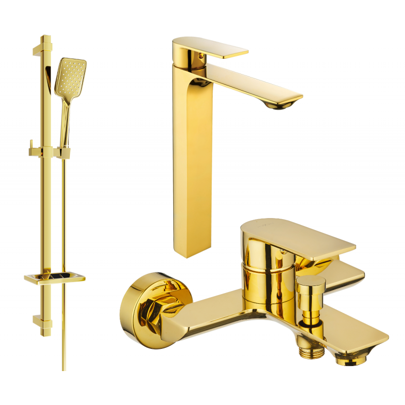 Mexen Alexa DQ62 bathtub set, Gold - 71213DQ62-50