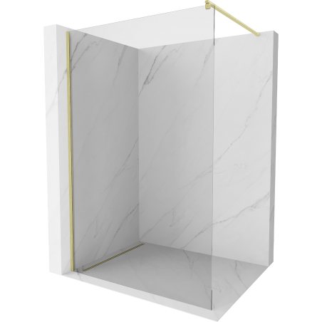 Mexen Kioto Walk-in Shower Wall 65 x 200 cm, Transparent 8 mm, Brushed Gold - 800-065-101-55-00