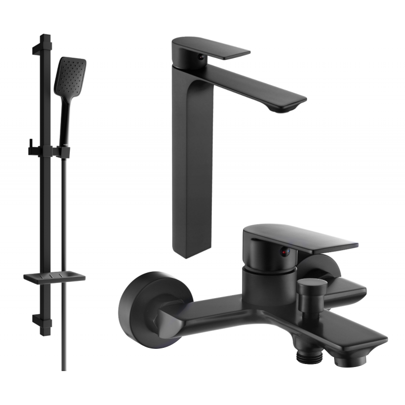 Mexen Alexa DQ62 bathtub set, Black - 71213DQ62-70
