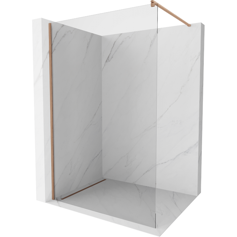 Mexen Kioto shower wall Walk-in 70 x 200 cm, transparent 8 mm, brushed copper - 800-070-101-65-00