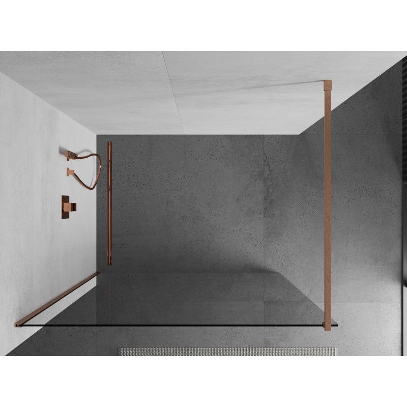 Mexen Kioto Walk-in Shower Panel 95 x 200 cm, Transparent 8 mm, Brushed Copper - 800-095-101-65-00