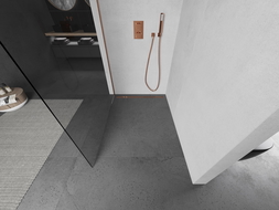 Mexen Kioto Walk-in Shower Wall 130 x 200 cm, transparent 8 mm, brushed copper - 800-130-101-65-00
